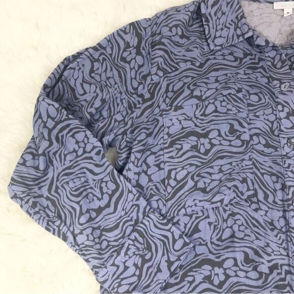 CALME Johnny Was Double Pocket Shacket Button Down Shirt Blue Size Medium New - Picture 7 of 11